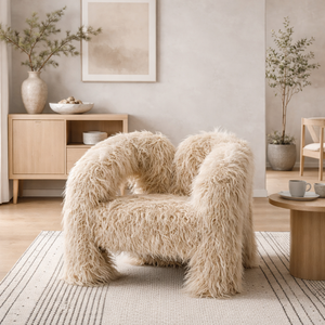 Wyld Haus Frida Faux-Fur Ivory Armchair