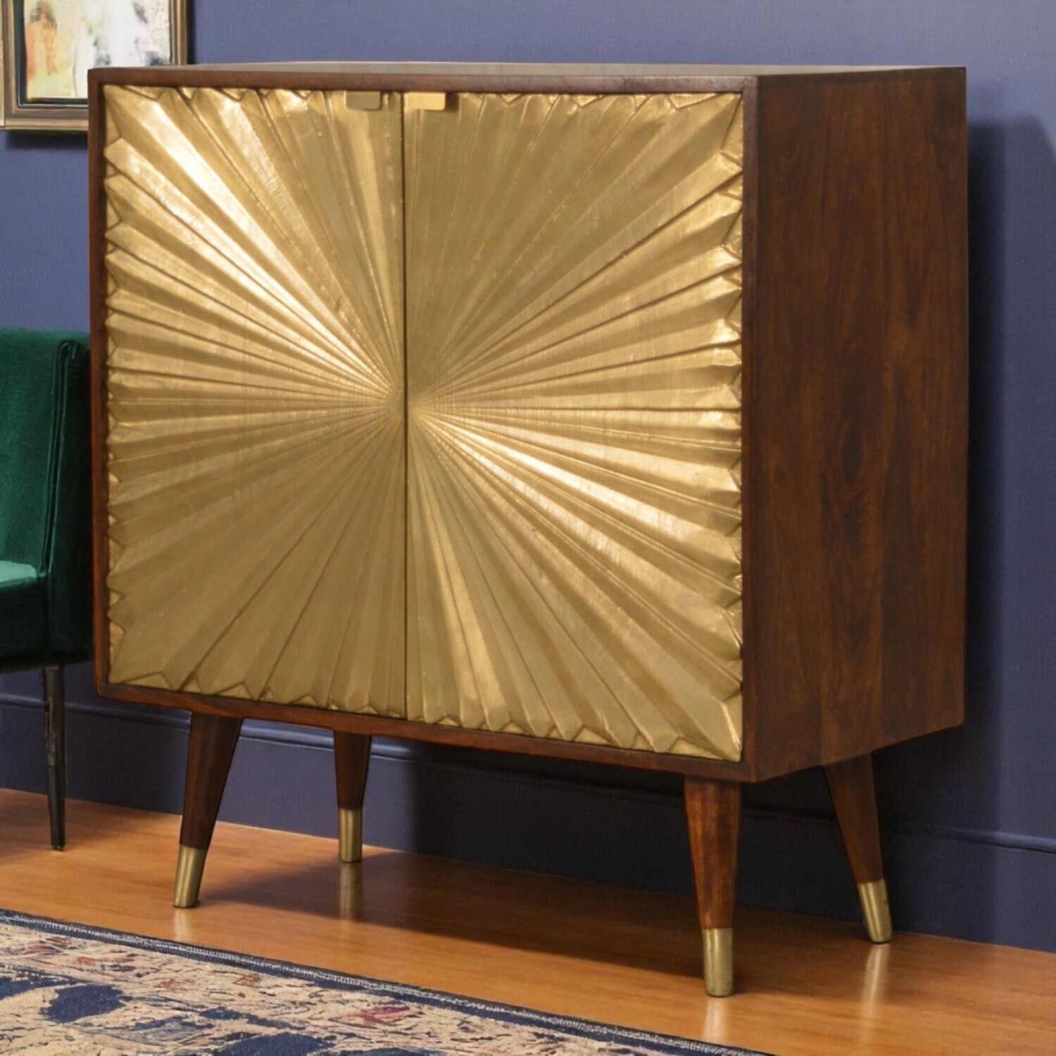 Solid Wood Manila Gold Cabinet - Brown