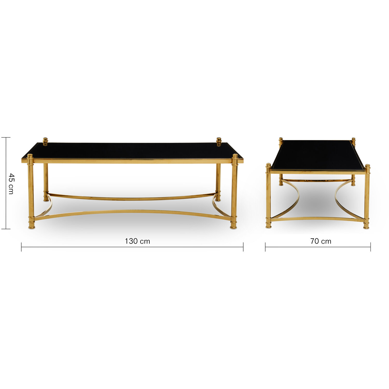 Ackley Gold Coffee Table With Black Glass - Black