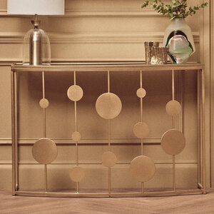 Farran Champagne Gold Finish Console Table With Mirror Top
