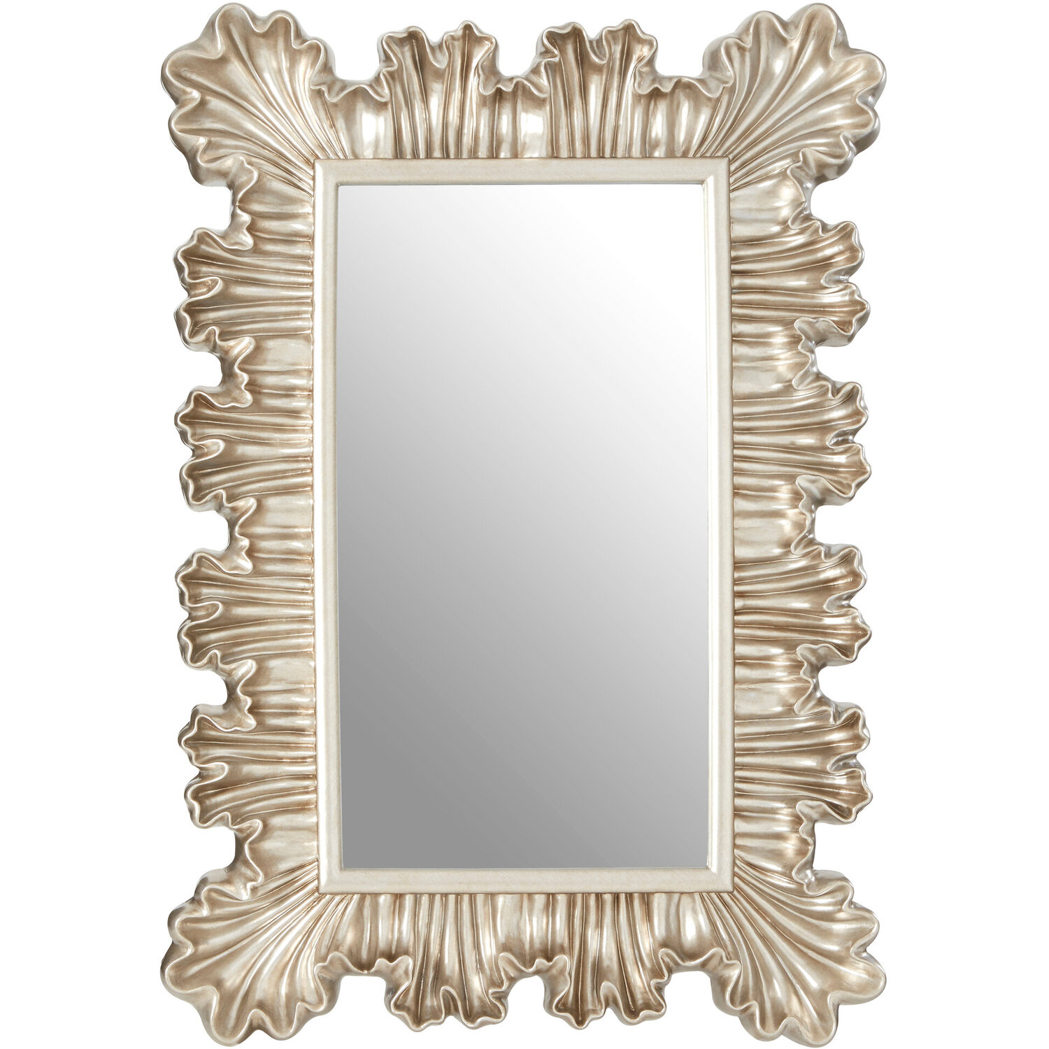 Charlene Brushed Gold Rectangular Wall Mirror - Silver