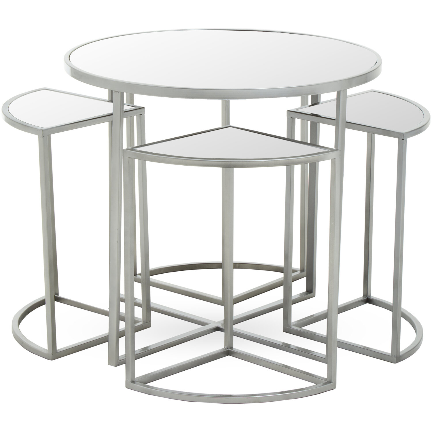 Interiors By Premier Farran Set Of 5 Silver Finish Tables - Silver