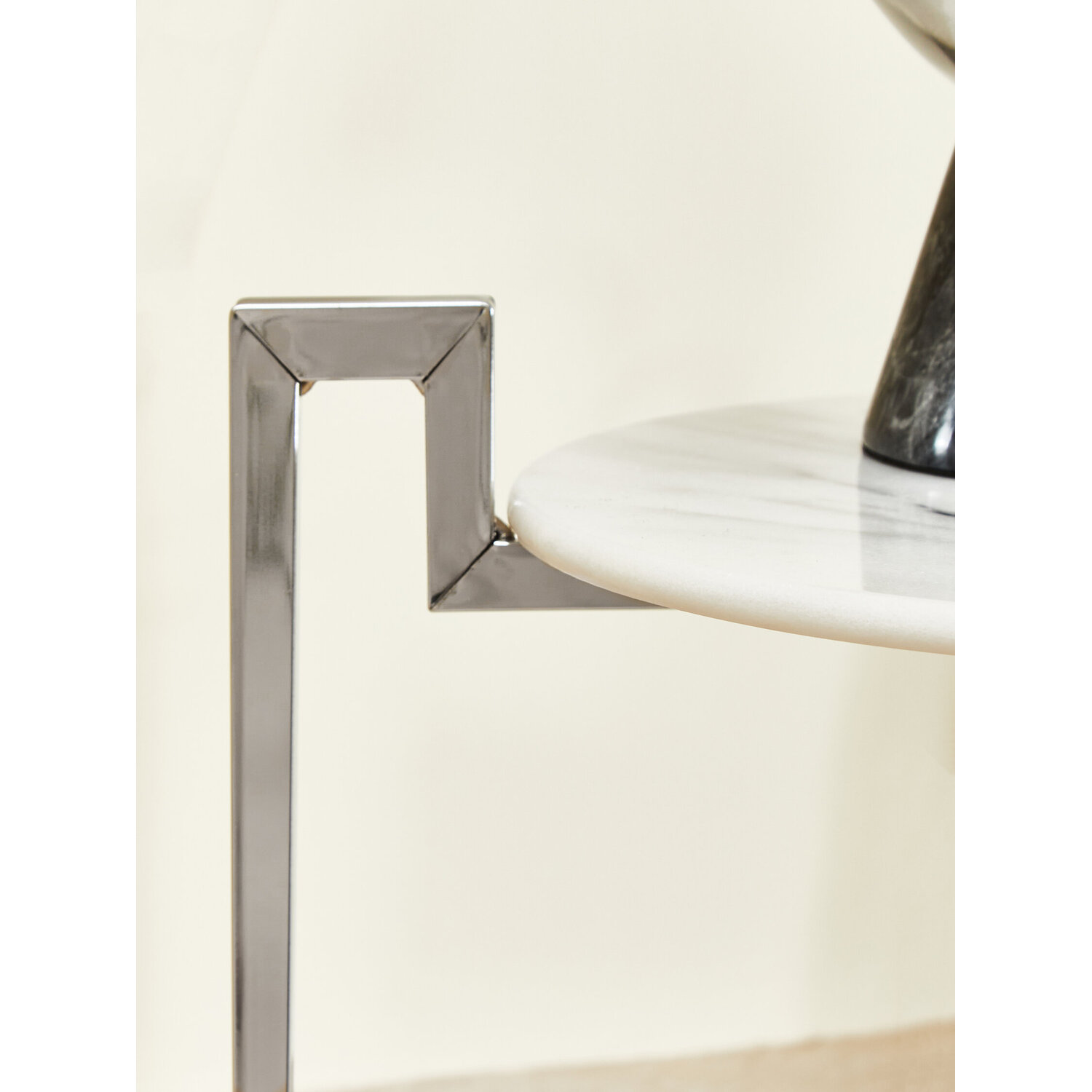 Cibal White Marble Side Table With Chrome Base - White