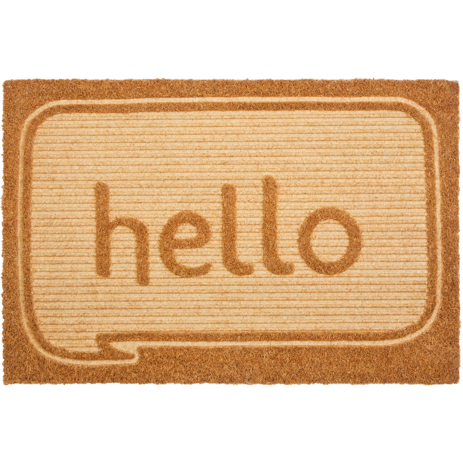 Filta Hello Embossed Coir Doormat - Brown