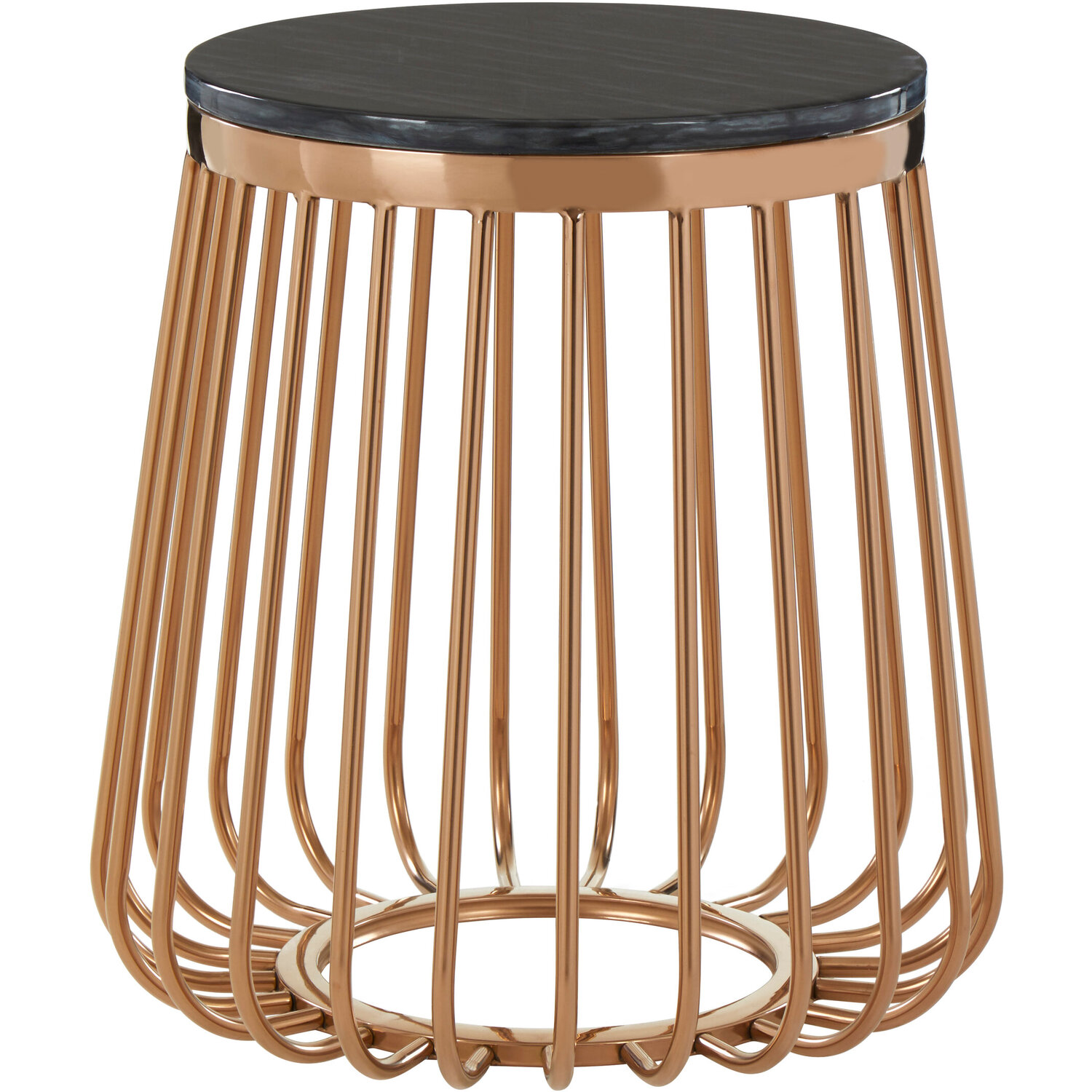 Tula Cage Design Round Side Table - Gold