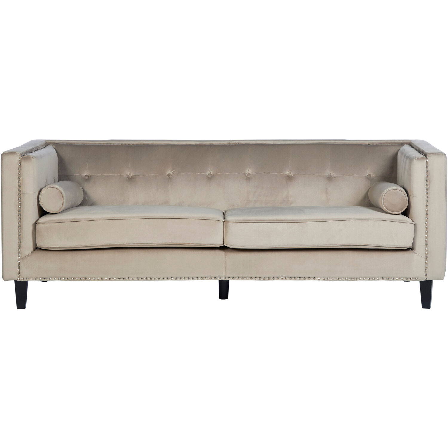 Felisa 3 Seat Mink Velvet Sofa - Brown