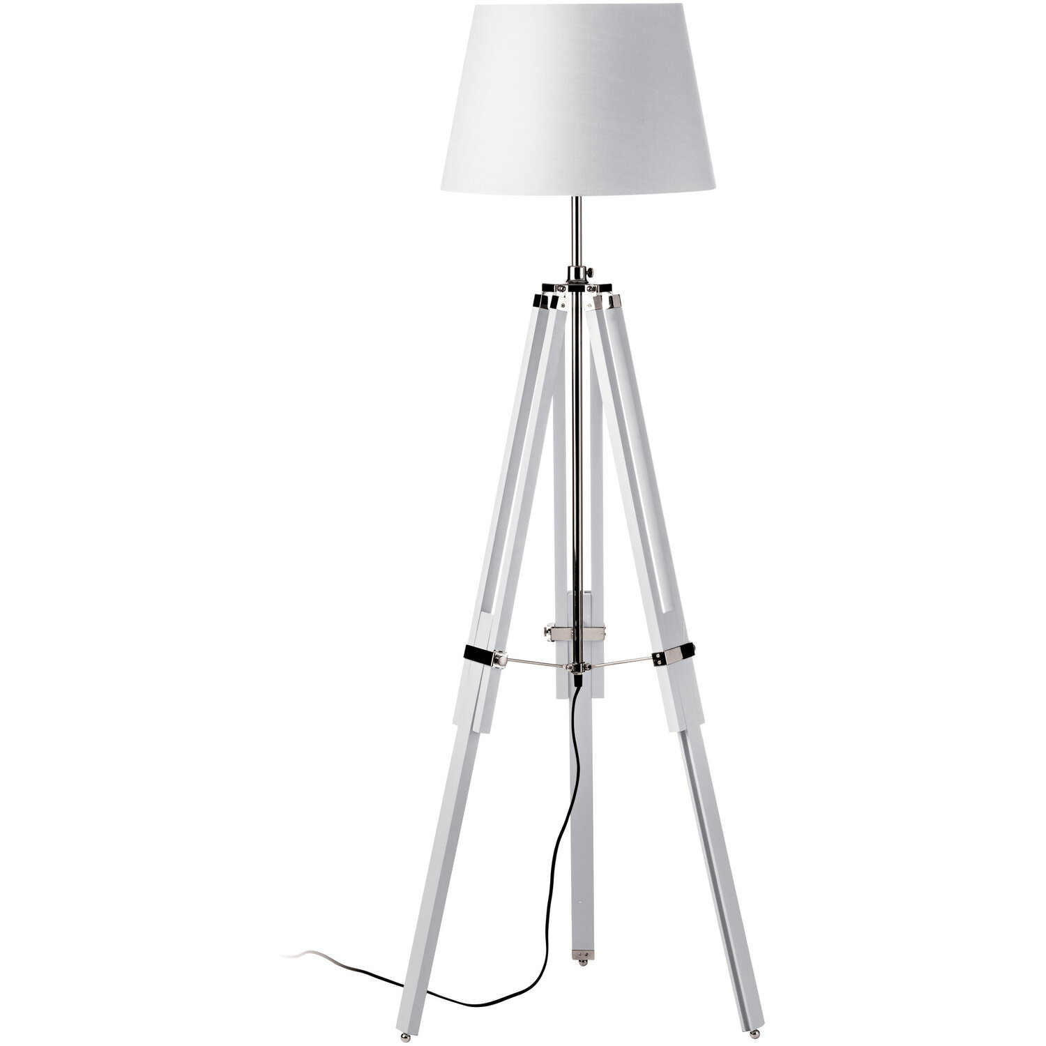Jasper White Wood Floor Lamp with EU Plug - White