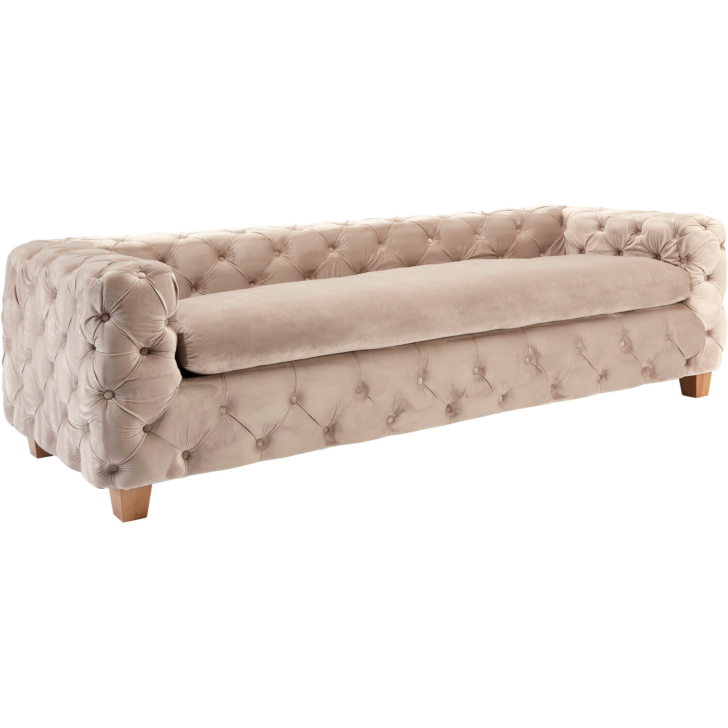 Ophelia 3 Seat Beige Velvet Sofa - Brown