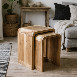 Los Angeles Reclaimed Wood Nesting Tables Set of 2 Matt Finish