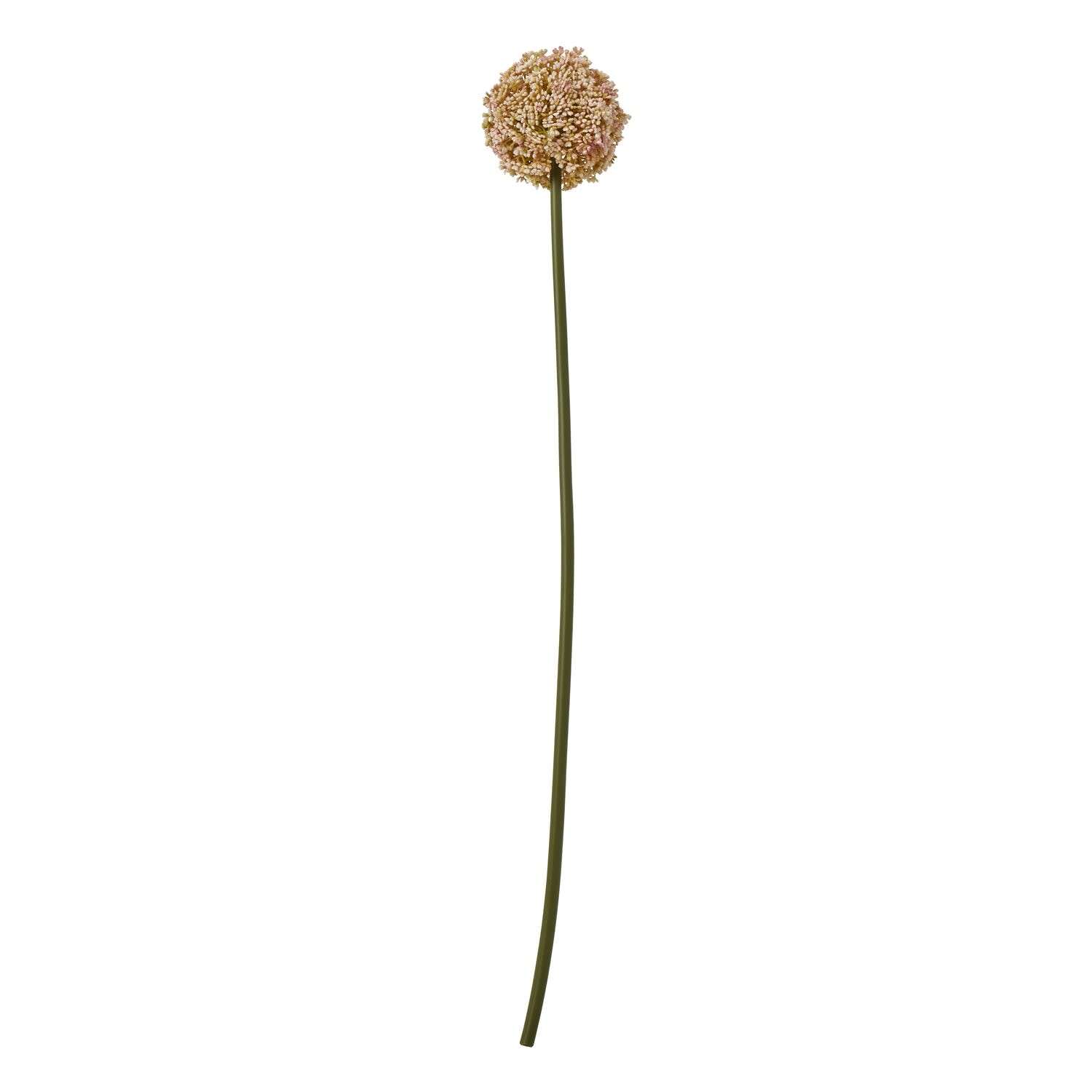 set of 3 pink artificial allium stems silk look faux flowers - Pink