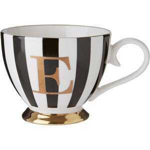 Duchess Black and White Monogram Mug, E