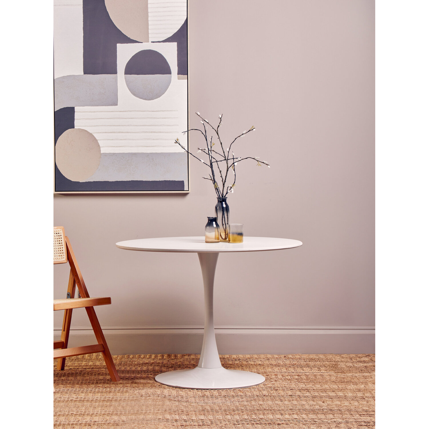 Laila White Small Round Dining Table - White