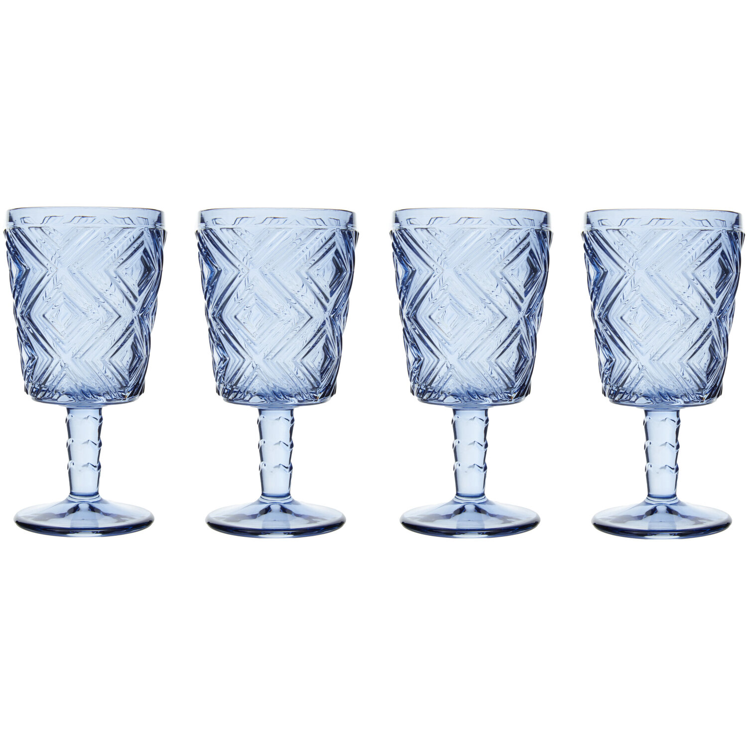 Fleur Set Of Four Blue Wine Glasses - Blue