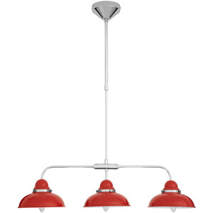 Jasper Red and Chrome 3 Light Pendant Light