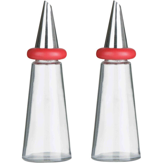 Cone Condiments Red Plastic Oil and Vinegar Set