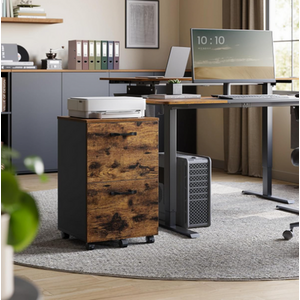 Rolling 2 Drawer Office Storage Cabinet Brown Black