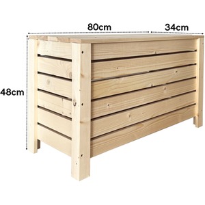 Natural Pre Sanded Pine Wide Slatted Storage Box With Lid
