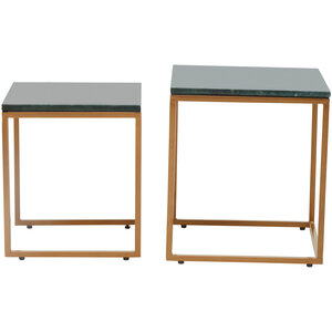 Varana Nest Of Two Green Marble Top Tables