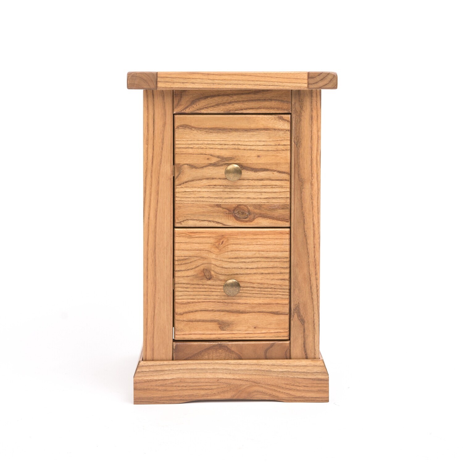 Cabinet Bits Salerno 2 Drawer Petite Bedside Table - Light Wood / Brass Knob