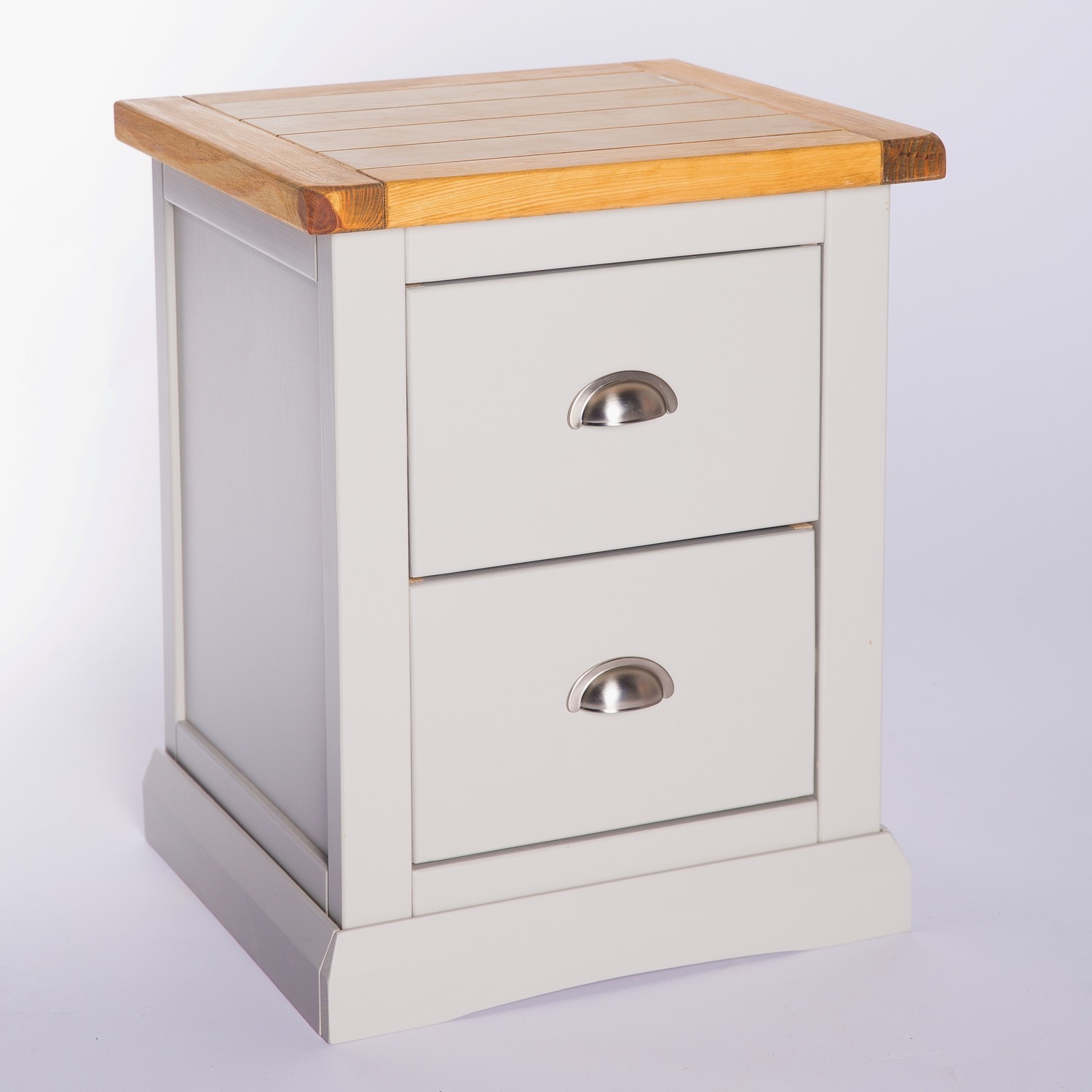 Cabinet Bits Loreo 2 Drawer Bedside Cabinet - Grey / Chrome