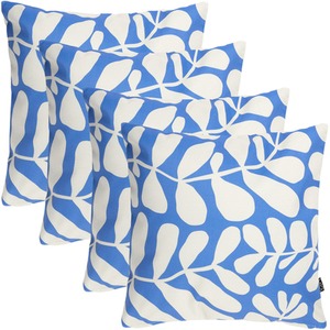 4 Pack Cushion 43x43 Kyoto Fabric - Abstract Leaf Blue