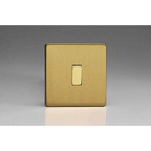 Varilight Flat Plate Screwless Brushed Brass 1-Gang Light Switch Decorative Inserts,White,86x86x25mm