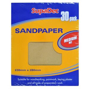 SupaDec General Purpose Sandpaper - Medium (Pack Of 30)