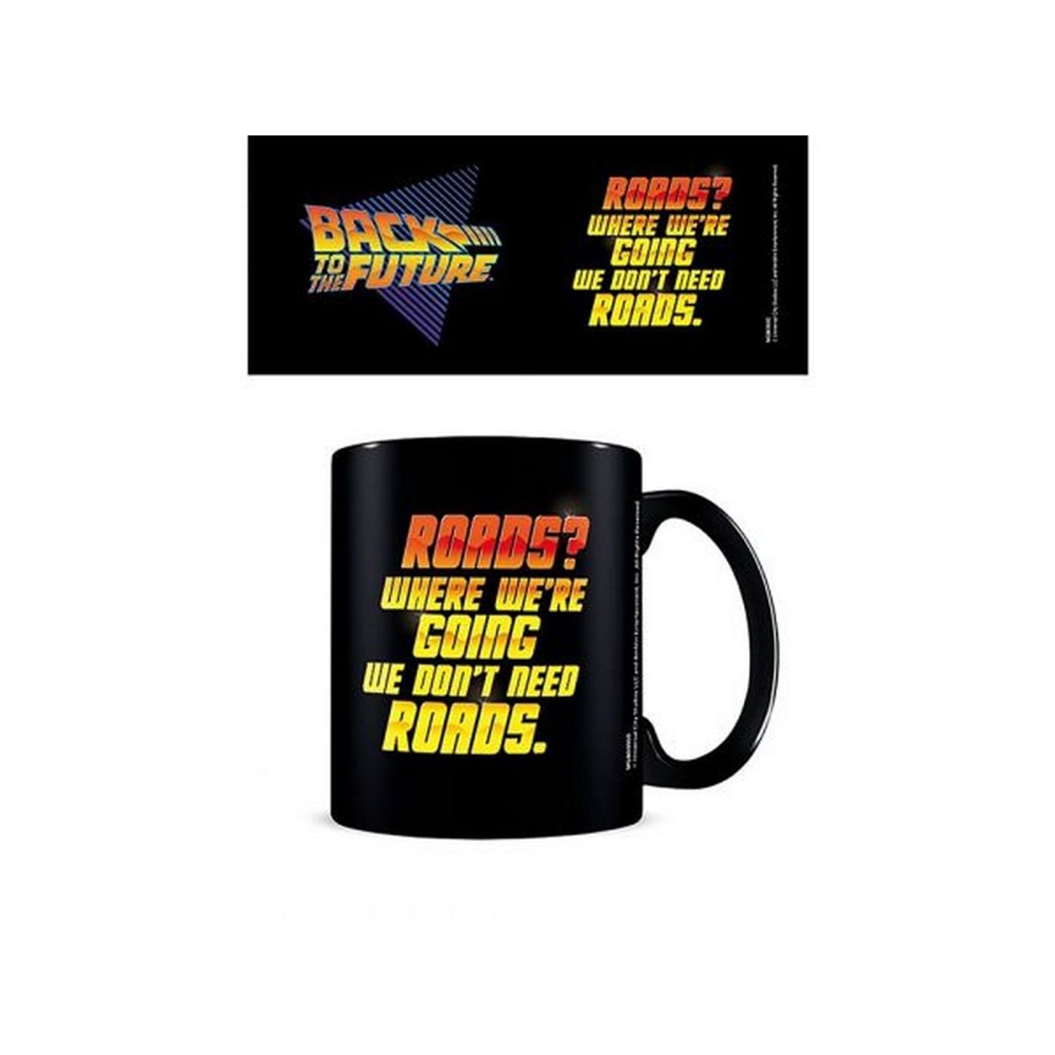 Back To The Future We Don´T Need Roads Mug - Black/Yellow