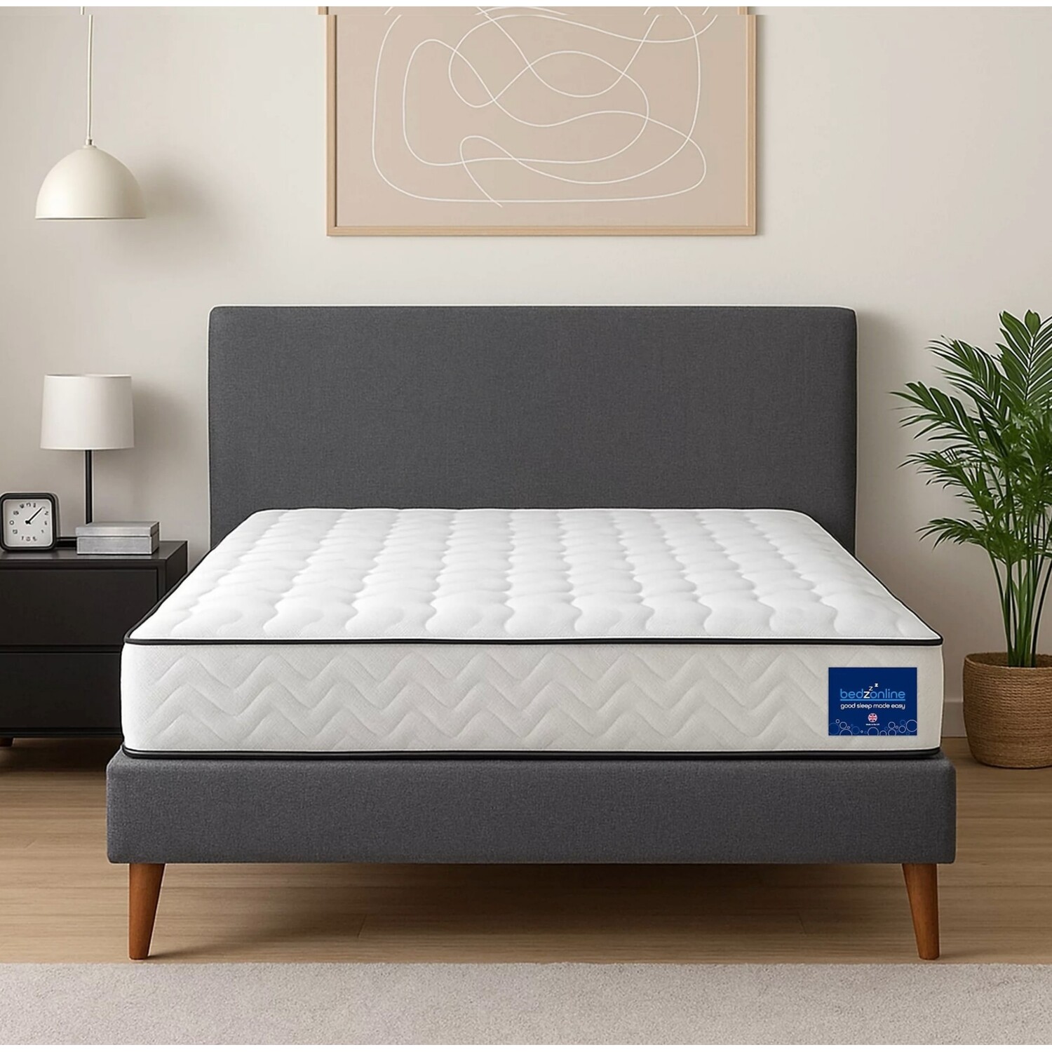 Bedzonline Premium Comfort Pocket Sprung Mattress 20Cm - White / Single
