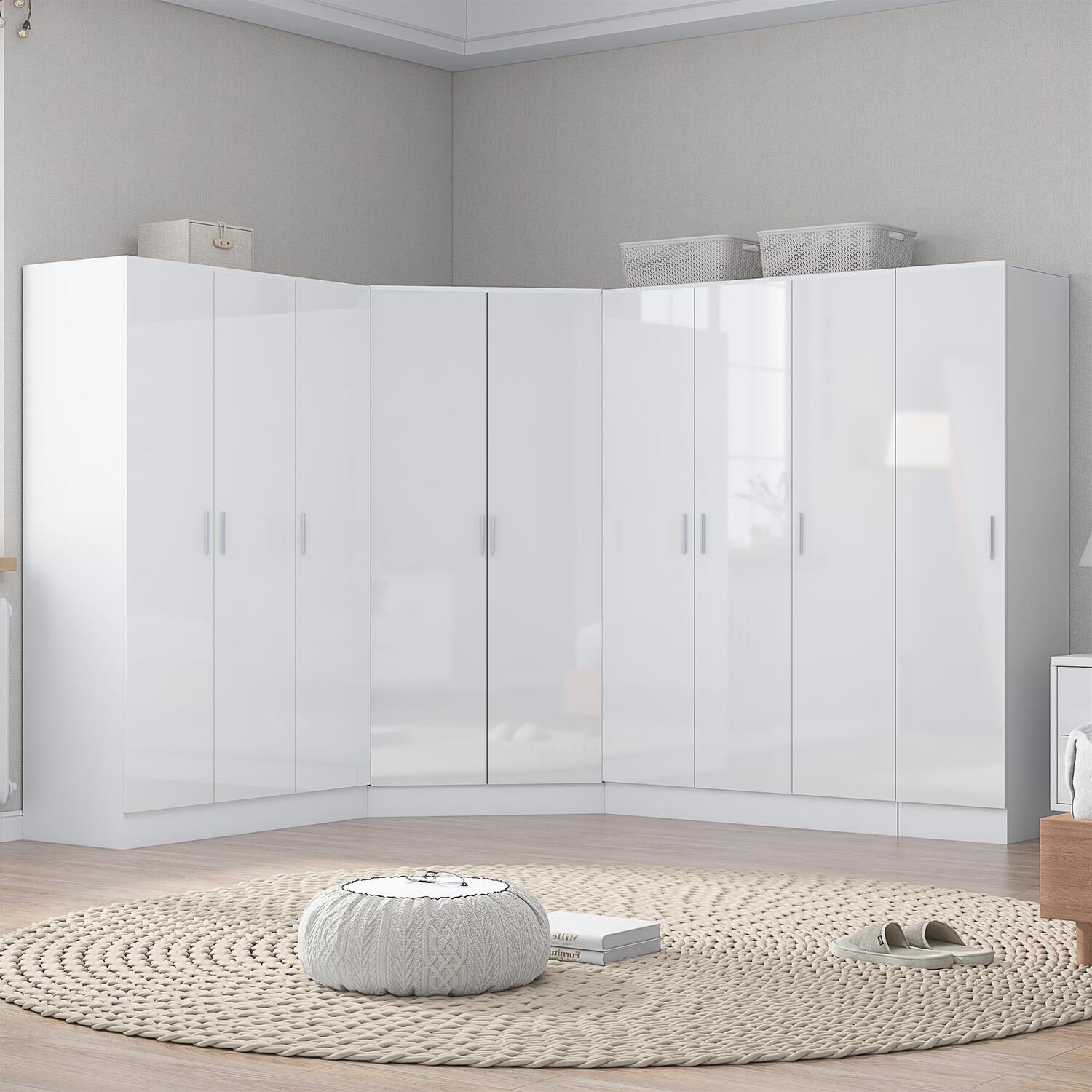 REFLECT Corner + 2x 3 Door Plain + 1 Door - White Gloss/White Matt Bundle - Image 6