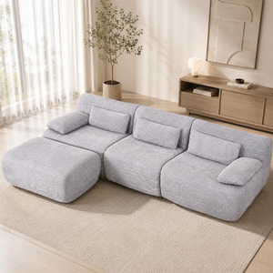 MIMO Curved Seat Design Modular Sofa Set, Corduroy Fabric