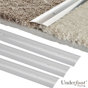 Underfoot Flat Silver Door Bar Threshold Cover Strip 40mm x 0.9m - 3 Pack