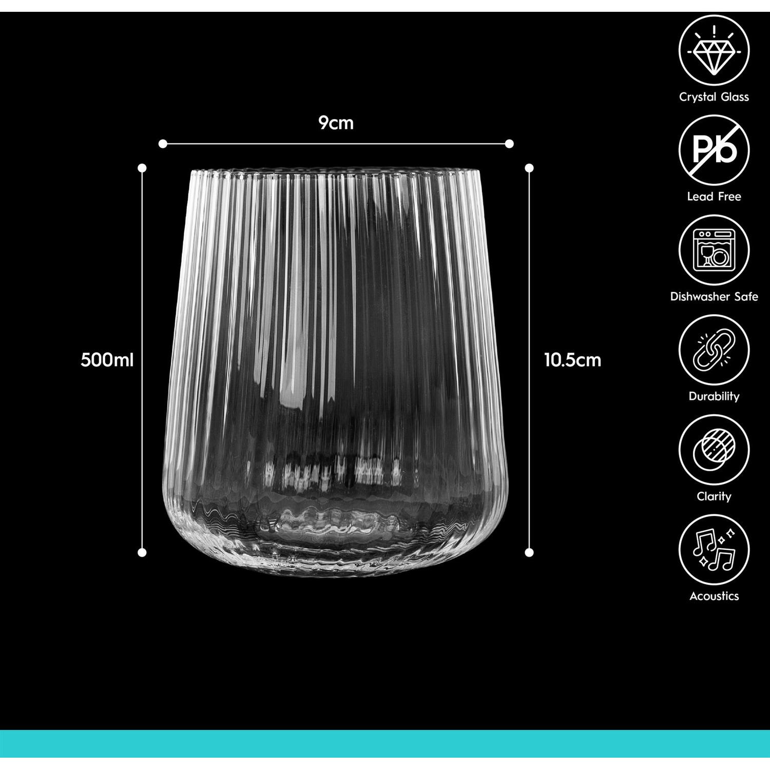 Argon Tableware Chelsea Optic Crystal Tumbler Glasses - 500Ml - Pack Of 48 - Clear