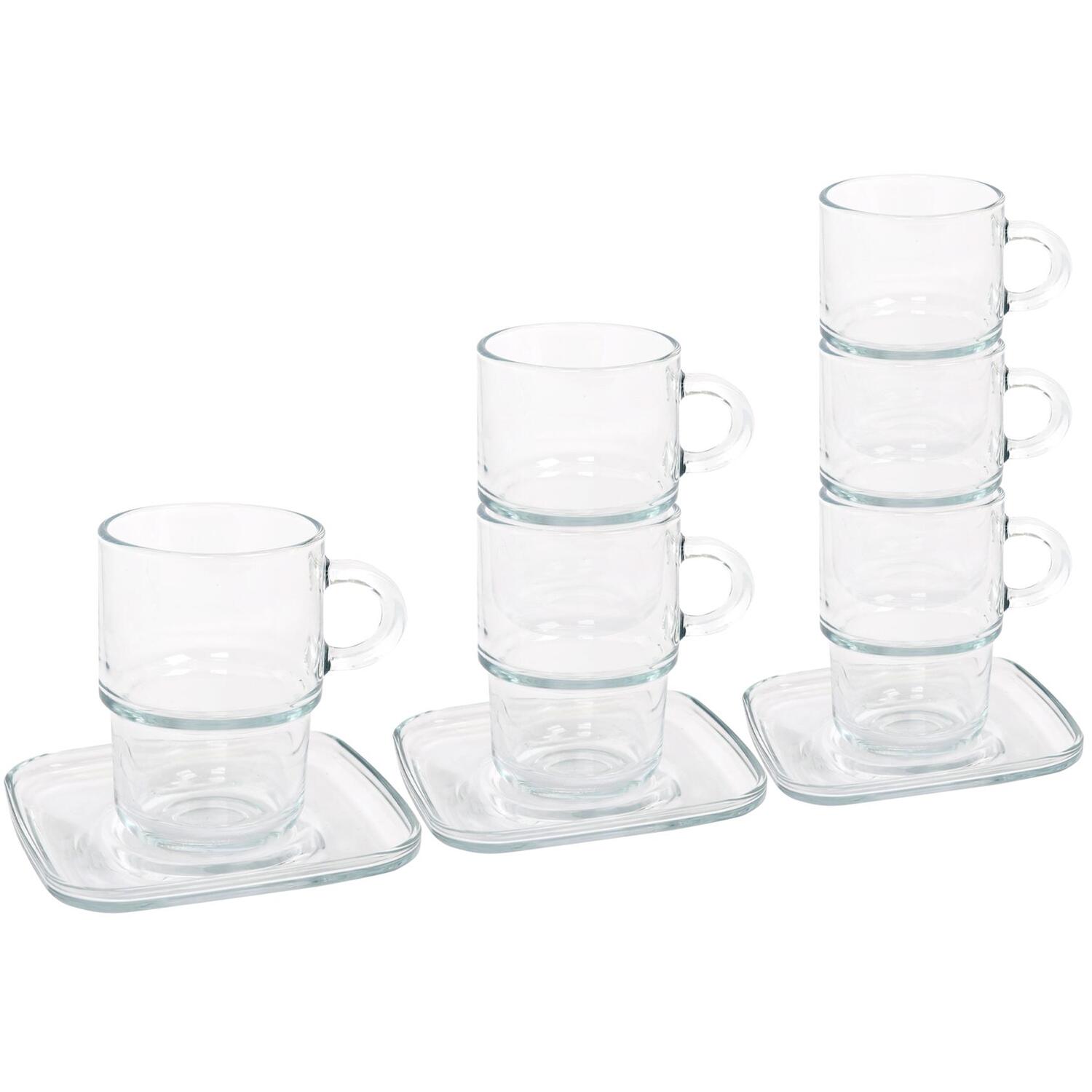 B&Q - Lav 12Pc Cozy Stacking Glass Coffee Cups & Saucers Set350Ml - Image 3