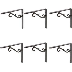 Scroll Iron Shelf Bracket - D205mm - Black - Pack of 6