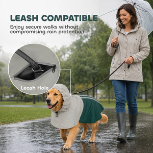 PawHut Dog Raincoat with Hood Leash Hole for Large Dogs