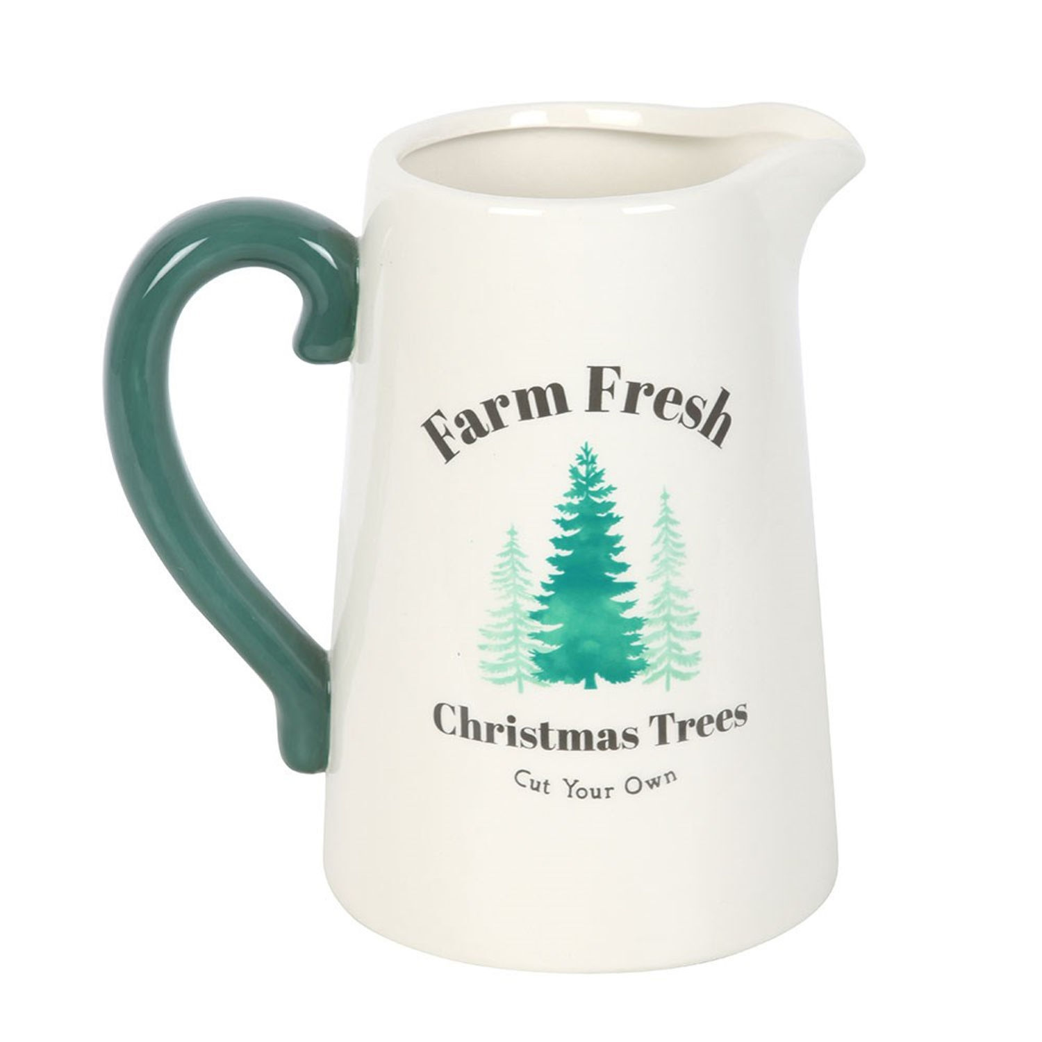  - Something Different Farm Fresh Christmas Trees Flower Jug White/green (One Size) - Image 3