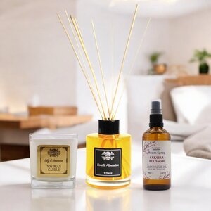 Scented Home Bundle with Diffuser Room Spray & Candle
