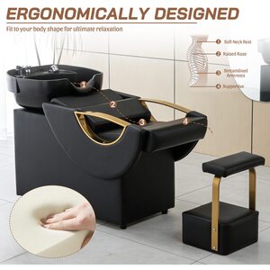 WestWood Shampoo Bowl Chair Salon PU Leather Large Chair Hair Washing Station