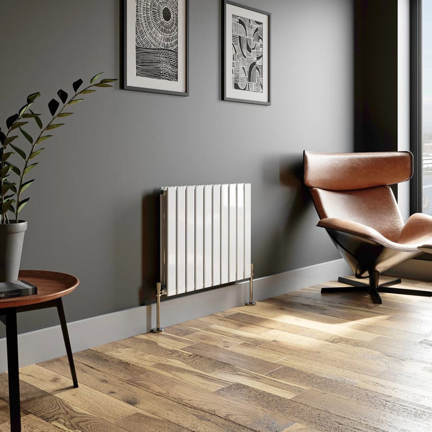 Temprazo Vertical Double Flat Panel Designer Radiator - 1800 X 300Mm White - White / 66Mm / 600Mm / 760Mm