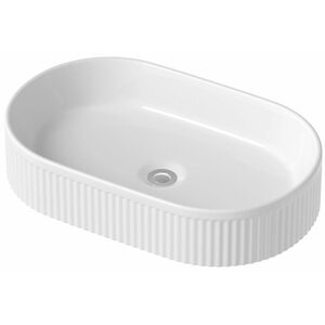 Fluted Countertop Basin Gloss White - 573 x 358mm