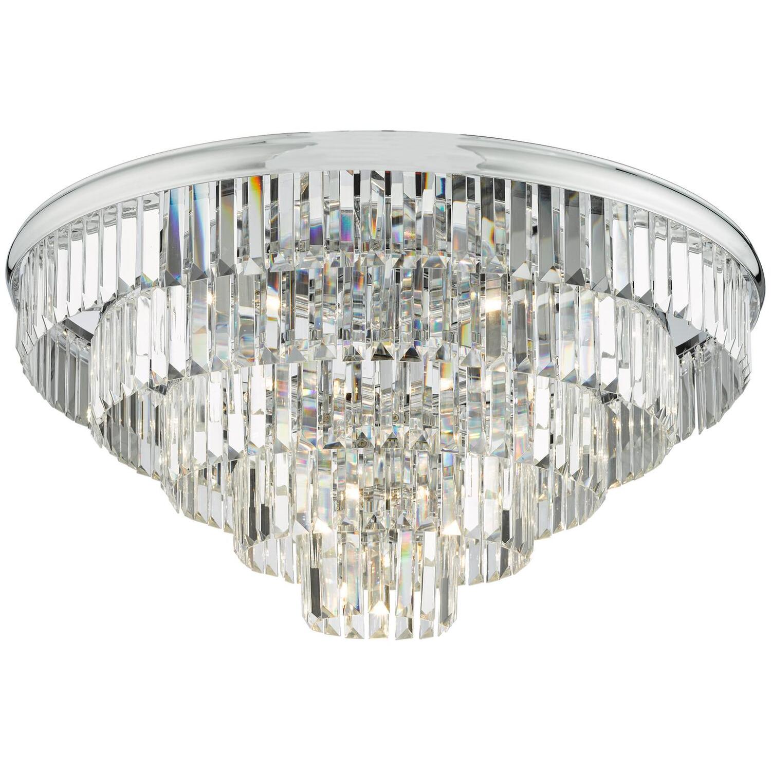 Där Lighting Eulalia 12 Light Flush Polished Chrome Crystal - Silver