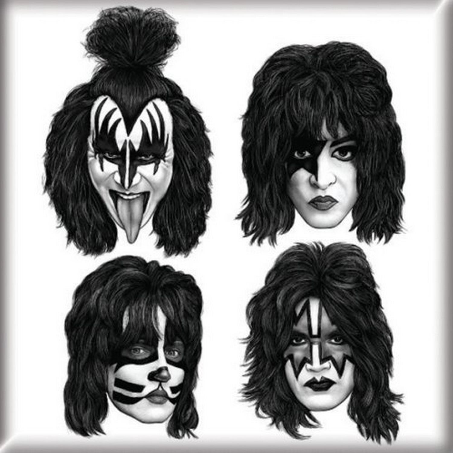 Kiss Unisex White Graphite Faces Fridge Magnet In - Image 2