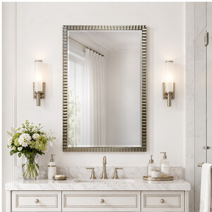 Rippled Silver Bevelled Mirror