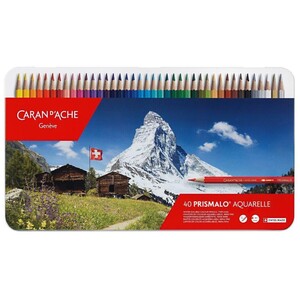 Caran d'Ache Prismalo Aquarelle 40 Water-Soluble Colour Pencils - Metal Tin