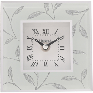 Hestia Glitter Leaf Design Mantel Clock