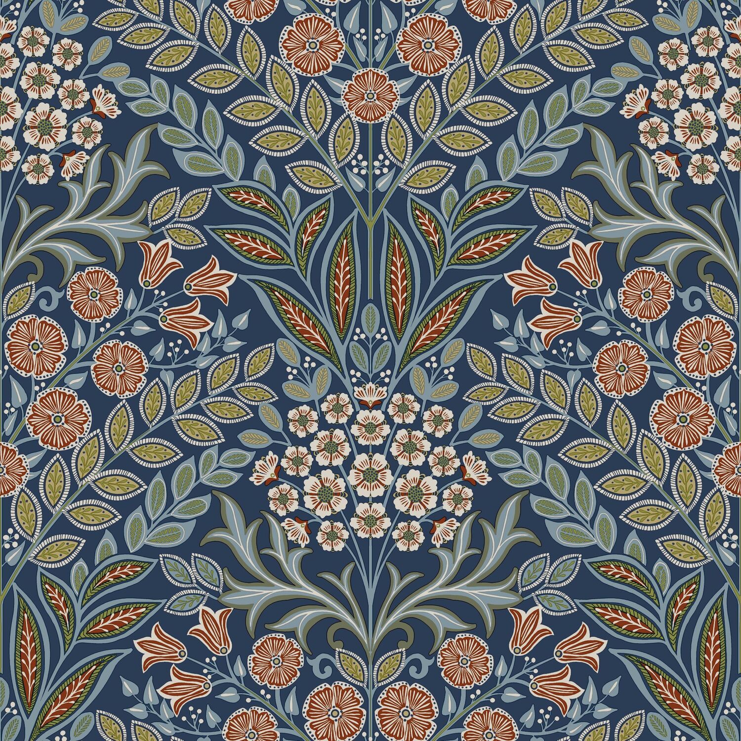 Grandeco Arts Floral Navy Wallpaper Flowers Leaves Textured - Image 5