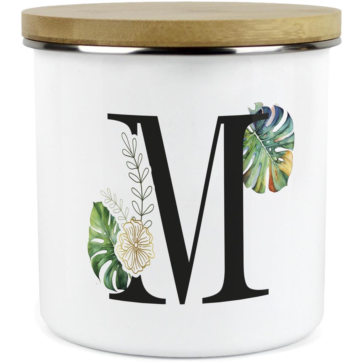 Purely Home Green & Gold Letter M Large Storage Canister