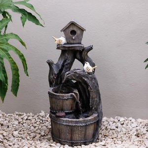 Home To Roost Bird Birdhouse Outdoor Water Feature with LEDs 58cm