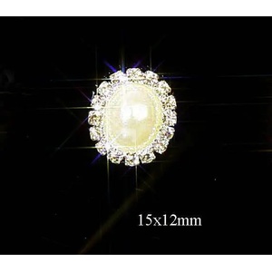 Pack of 10 Decorative Mini Pearl and Diamante Oval Embellishments